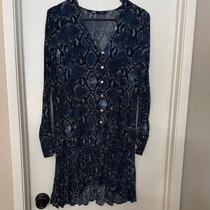 Zara Blue and Black Patterned Dress